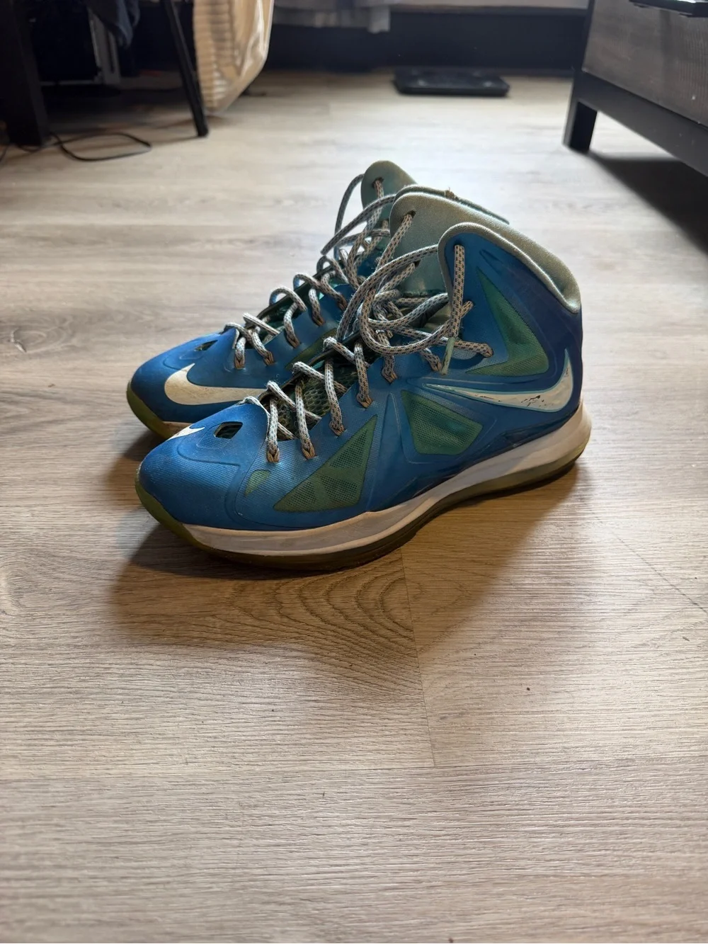 Nike LeBron 10 ‘Blue Diamond’ Teal and Blue High-Top Basketball Shoes